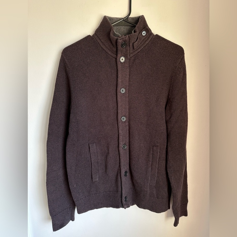 Banana Republic Men’s Full Zip/Button Sweater Purple Gray Small